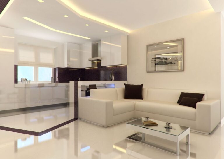 Коричневые акценты в интерьере светлой гостиной