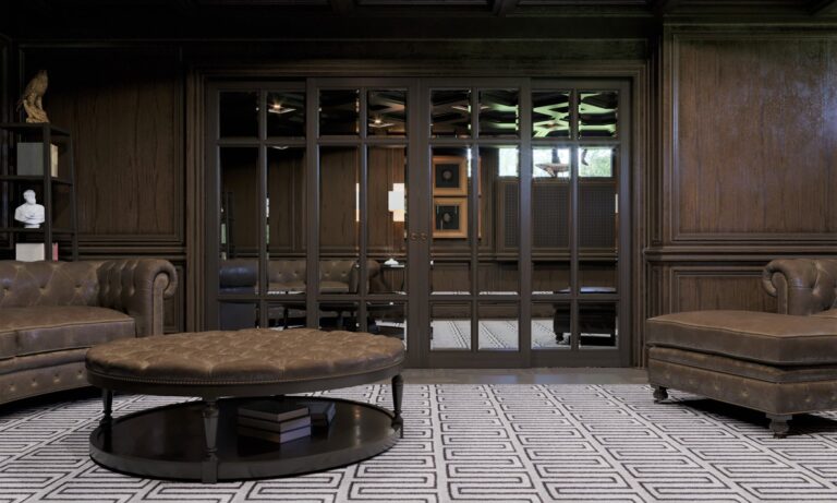 Зеркальные двери в интерьере сигарной