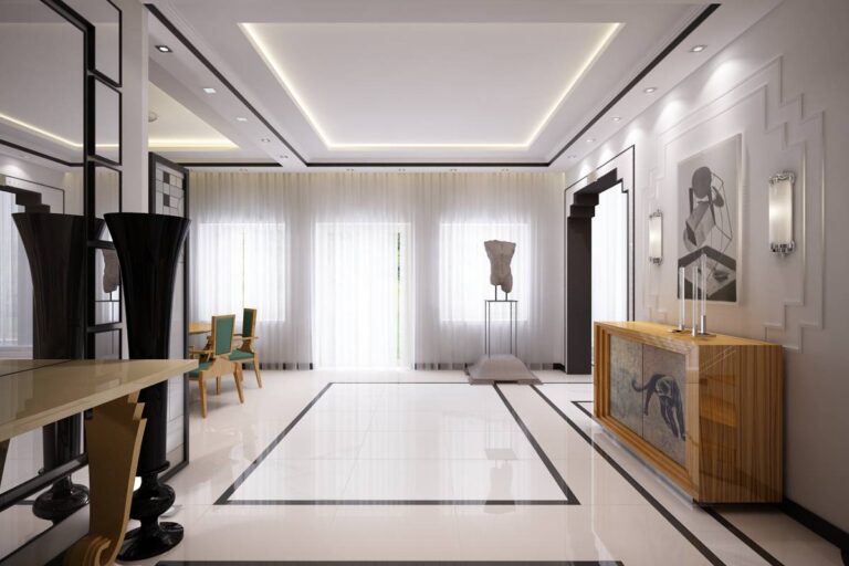 Белые оттенки в элегантном дизайне холла