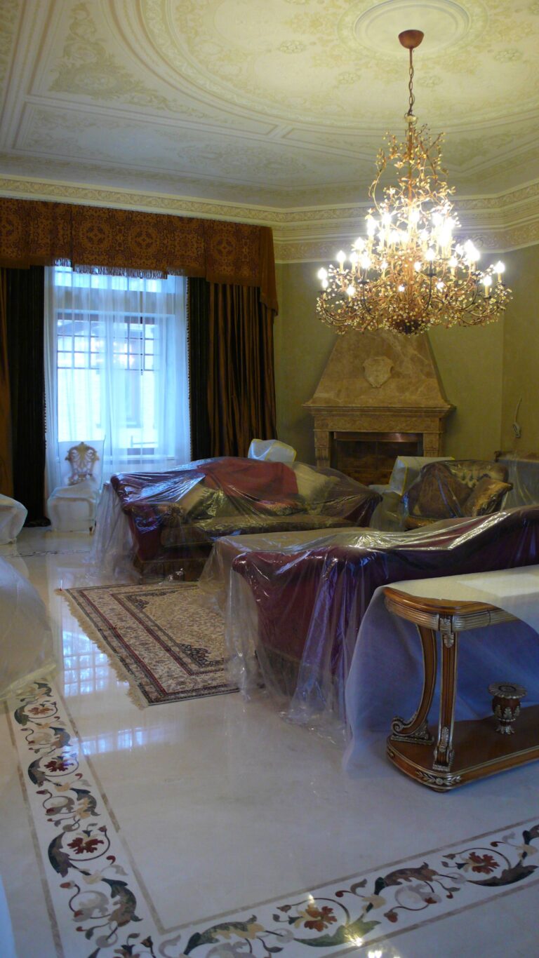 Фото ремонта пола гостиной с изысканным орнаментом