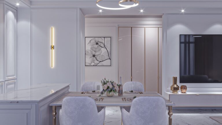 Интерьер кухни с обеденным столом