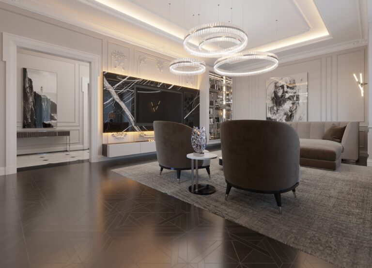 Декор стен монохромными картинами