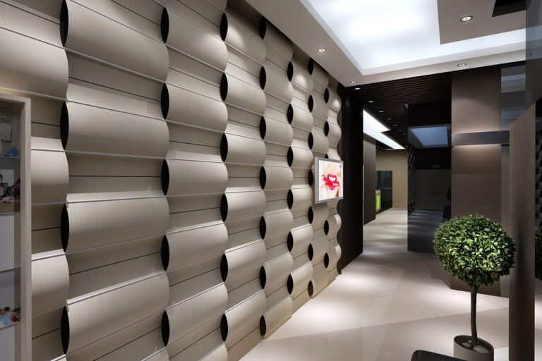 Дизайн стен офиса с волнообразными панелями