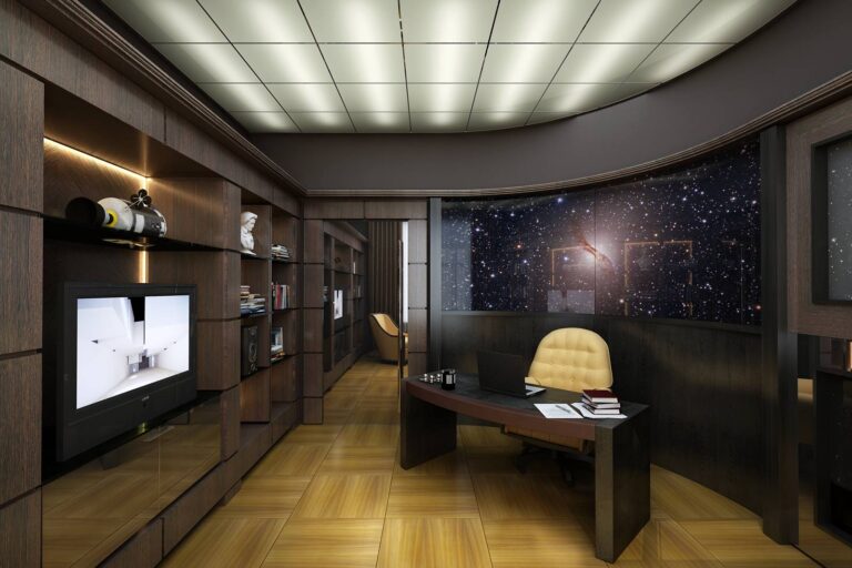 Оригинальная планировка в интерьере кабинета