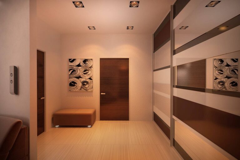 Выразительный дизайн прихожей в сливочно-шоколадных тонах