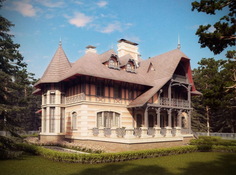 Открытая терраса на правом фасаде