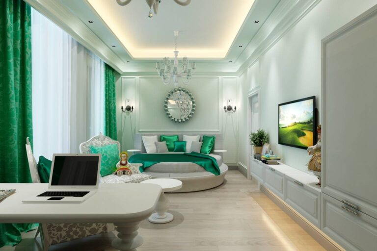 Дизайн спальни с ярким акцентом