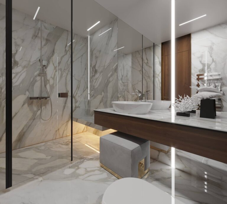 Дизайн санузла с большой душевой