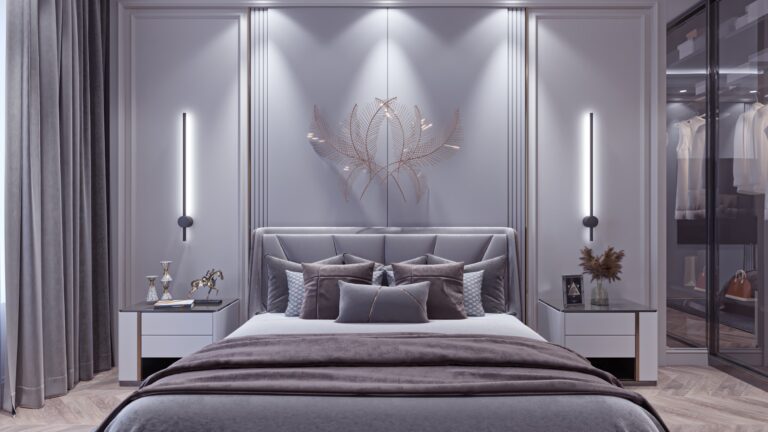 Интерьер первой спальни в квартире-трешке