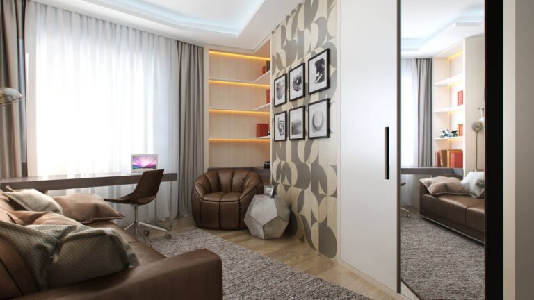 Оформление дизайна интерьера детской для мальчика-школьника