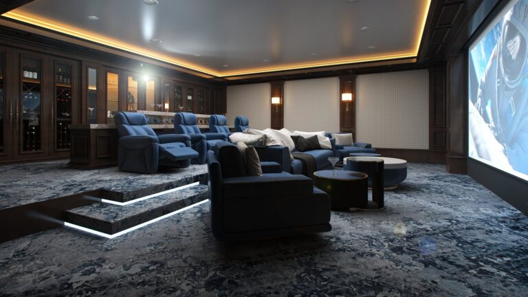 Интерьер кинотеатра и бара в частном доме