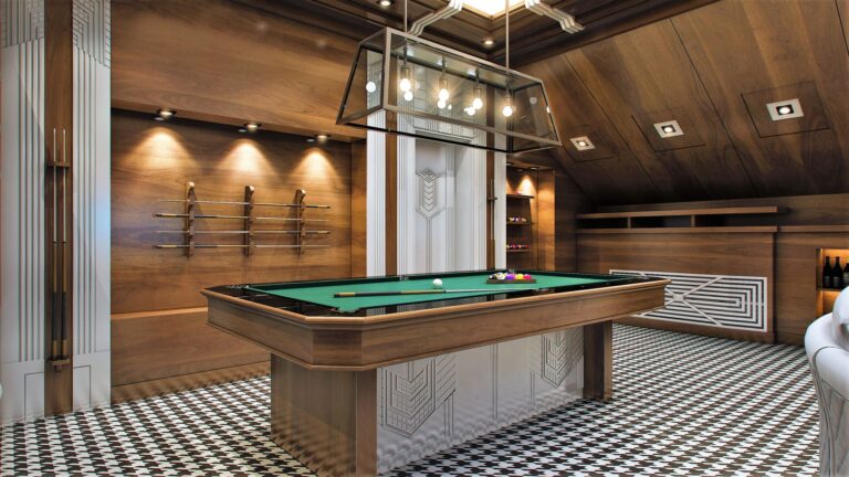 Бильярдная с настенными держателями для киев