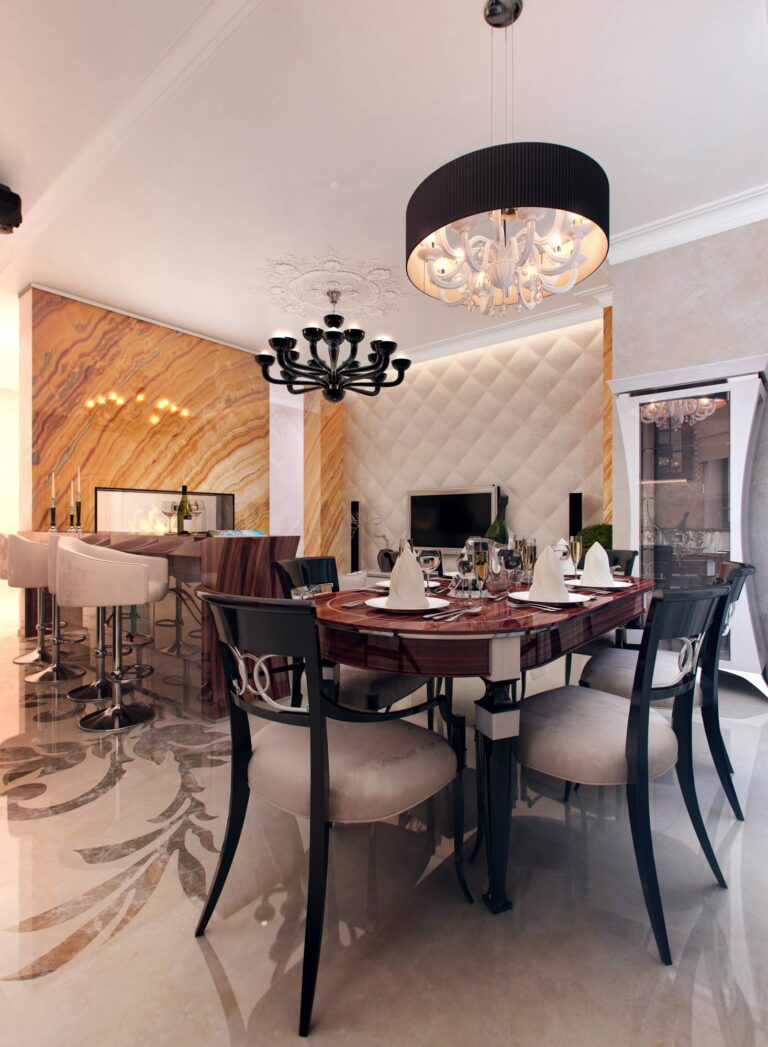 Стильная мебель в стиле арт-деко в интерьере столовой