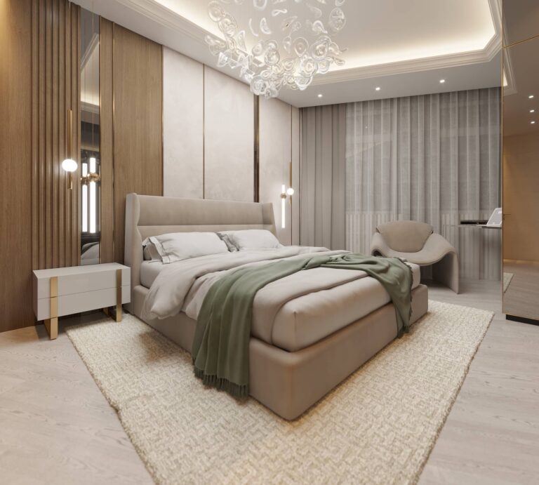 Интерьер спальни с современной мебелью