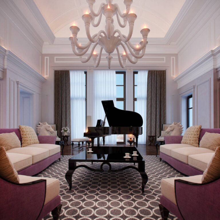 Эффектный дизайн гостиной с черным кофейным столиком