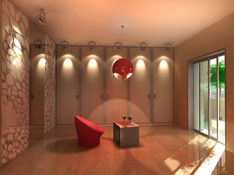 Оформление стильной спальни с округлой зоной кровати