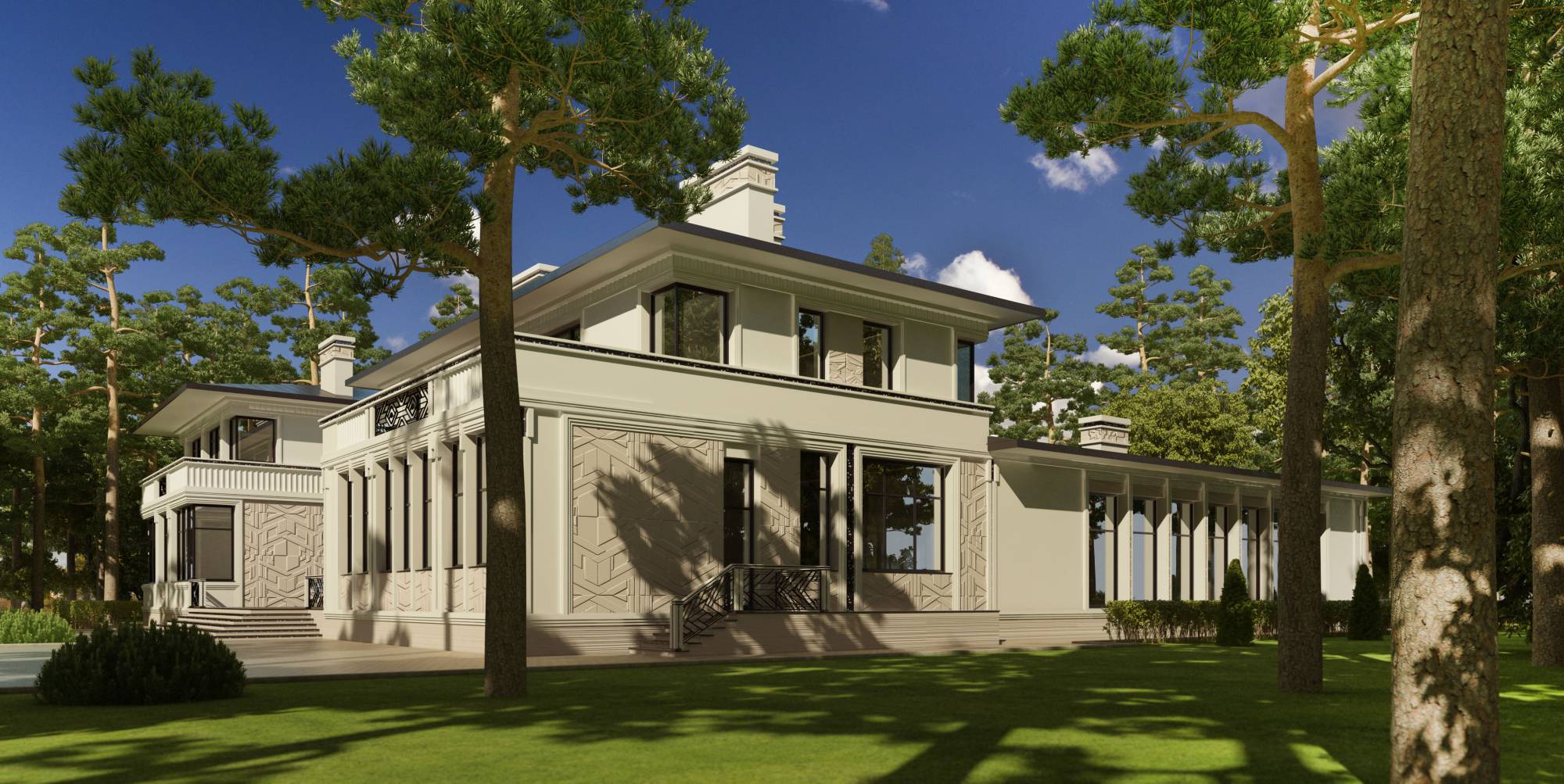 Экстерьер и фасад дома в стиле арт-деко