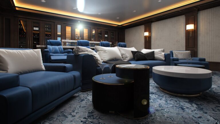 Оформление кинозала с мягкой мебелью