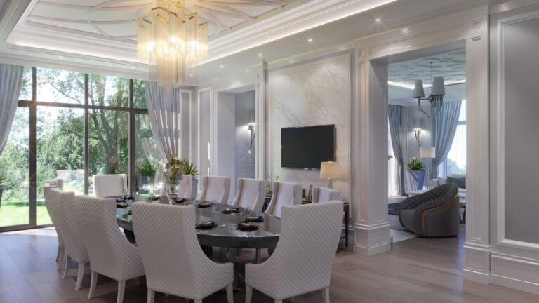 Белые тона в дизайне столовой
