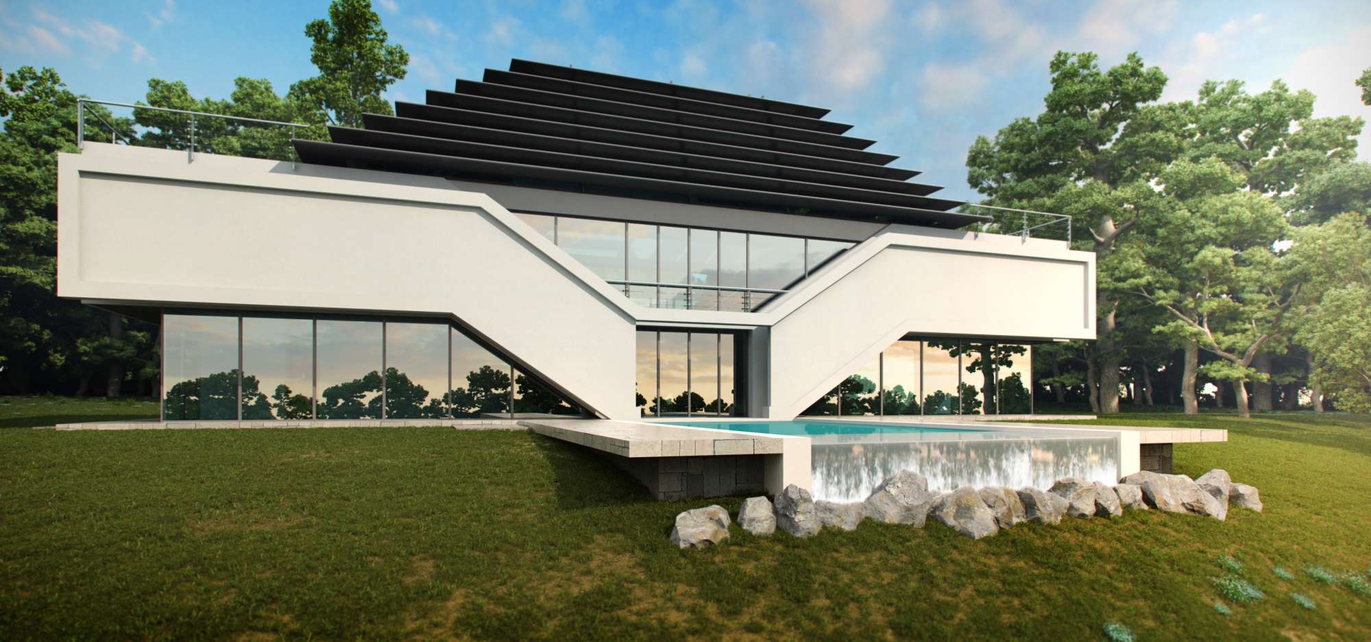 Необычные фасады дома – экстерьер в стиле хай-тек