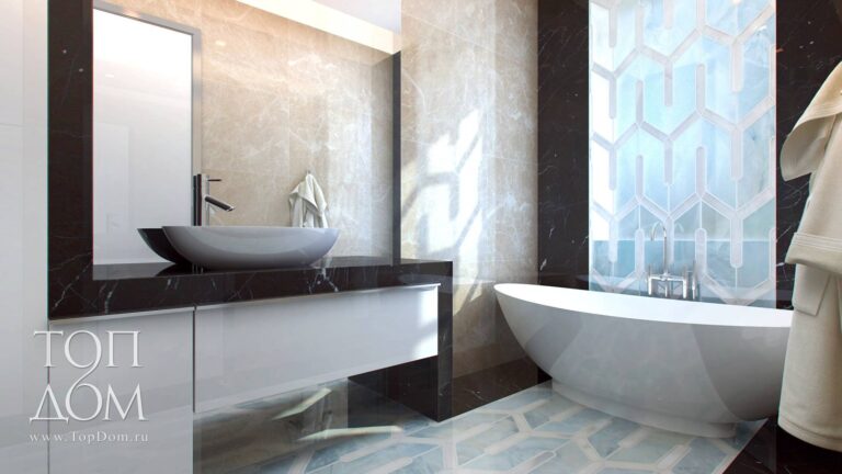 Фото оригинальной ванной в современном таунхаусе