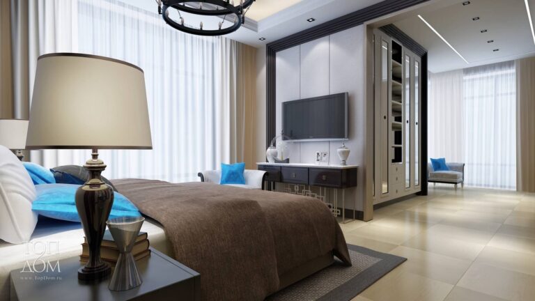 Фото красивого дизайна спальни частного дома