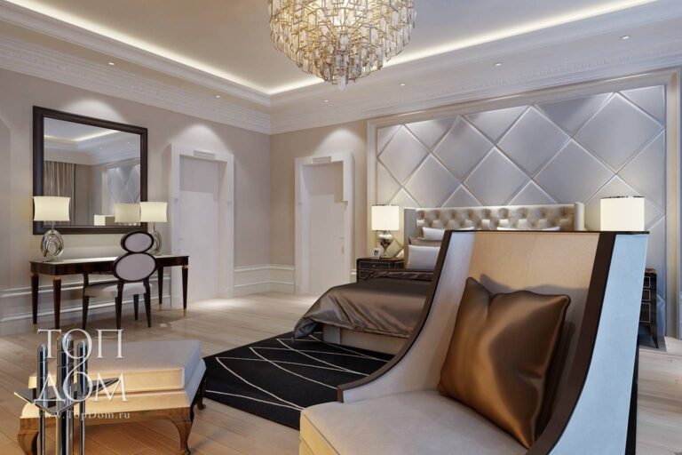 Темно-светлая мебель в интерьере спальни – фото