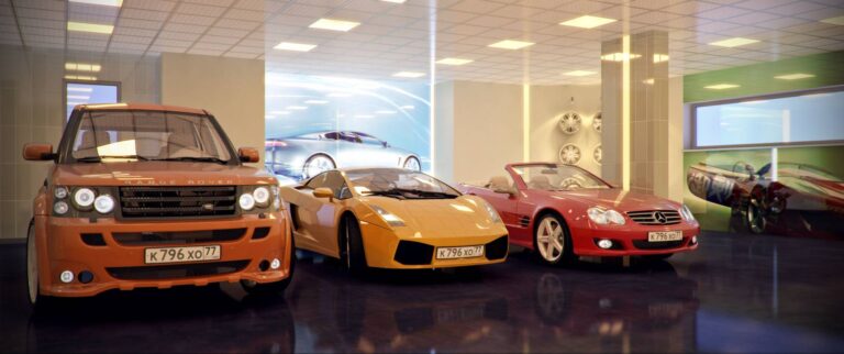 Шикарный дизайн гаража с квадратными световыми панелями