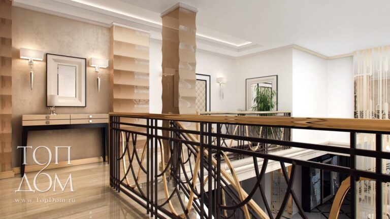 Интерьер холла 2-го этажа в сливочном цвете