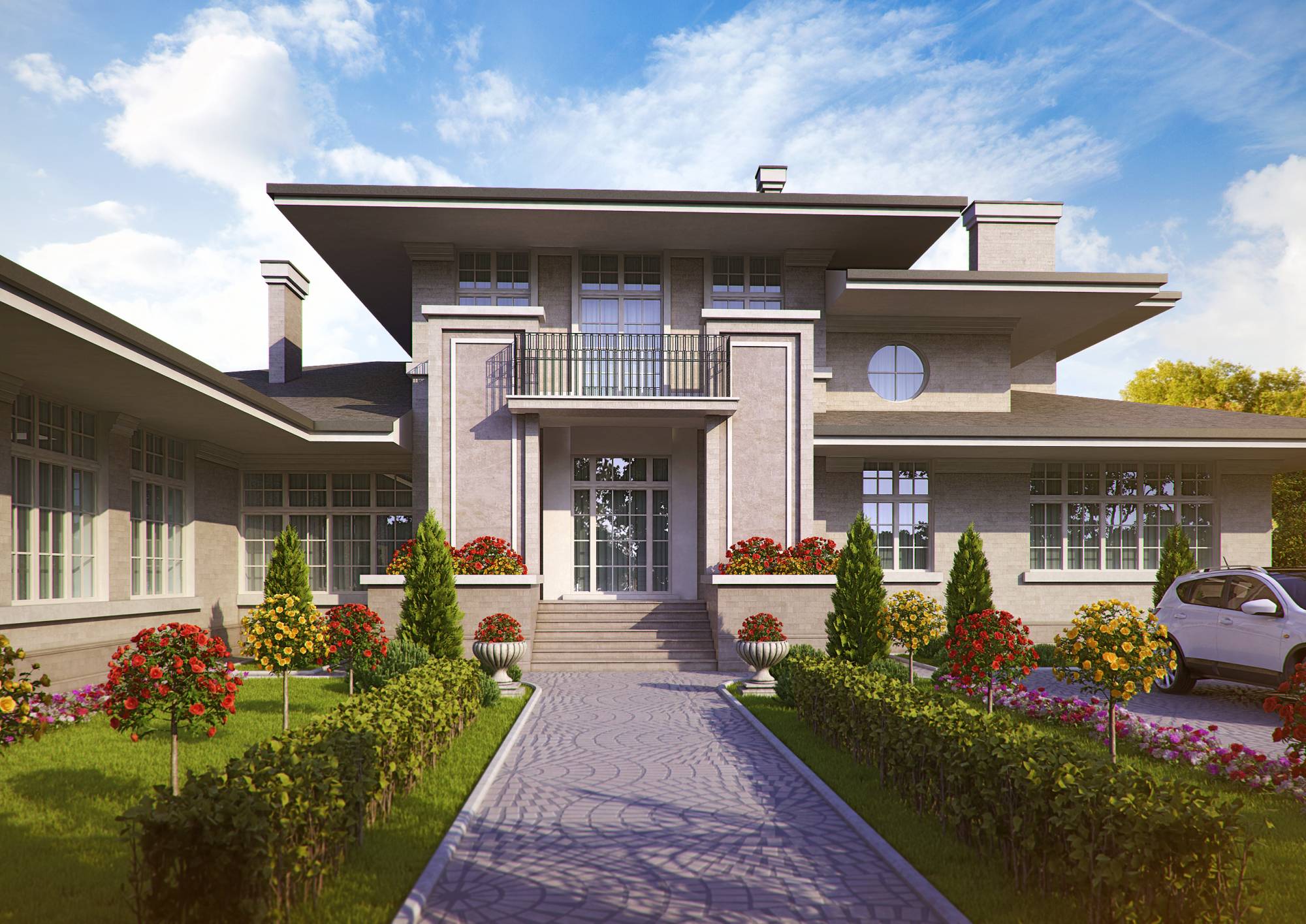 Фасады частного дома из кирпича