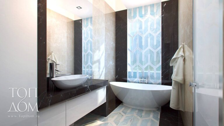 Фото проекта интерьера ванной комнаты в таунхаусе