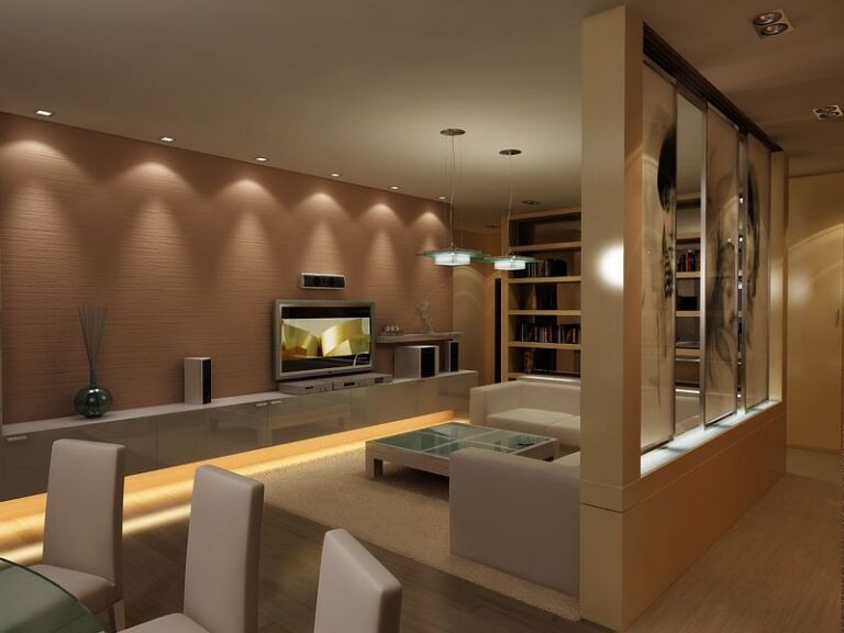 Интерьер уютной гостиной с фигурными люстрами зеленого стекла