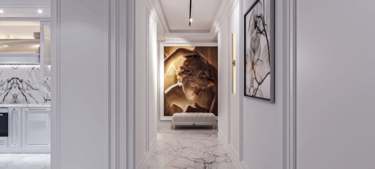 Белые панели в отделке холла