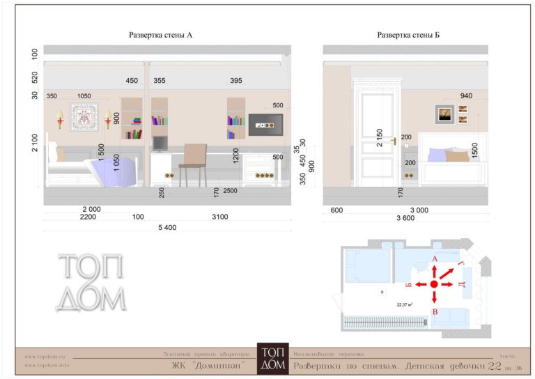 Развертки стен детской комнаты