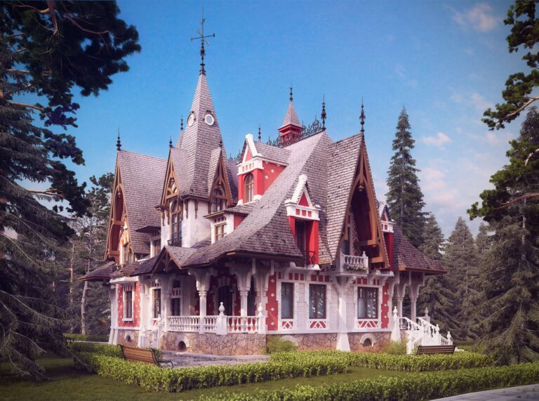 Два входных портала на правом фасаде дома