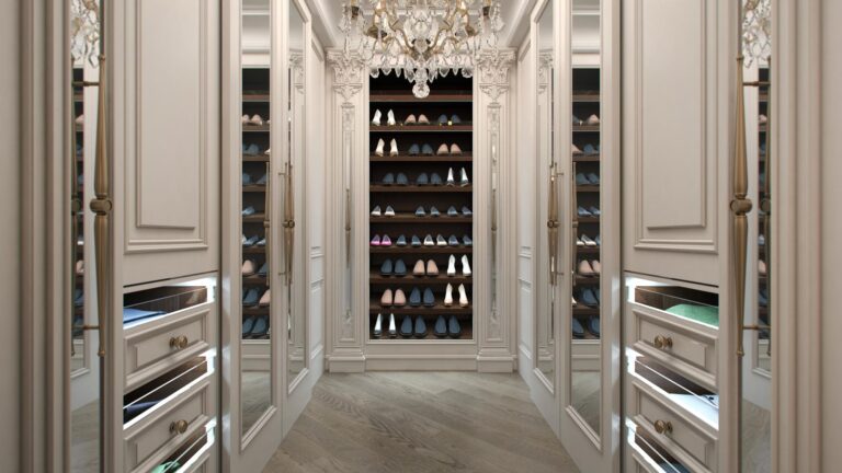 Гардеробная с торцевым шкафом для обуви