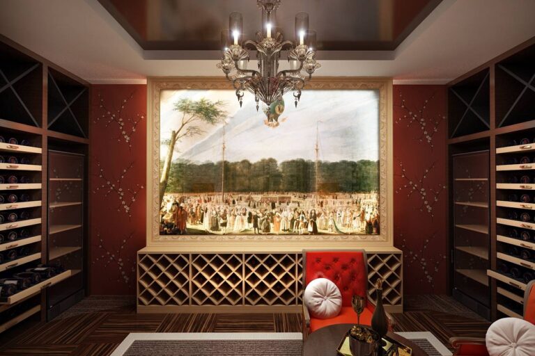 Оттенки бордо в элитном дизайне погреба