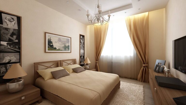 Фотопанно с любимыми фотографиями в оформлении спальни