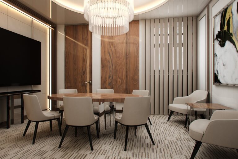 Натуральные тона в интерьере переговорной