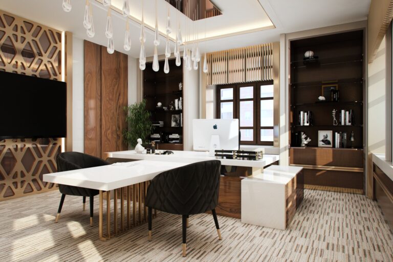 Декор интерьера кабинета руководителя офиса