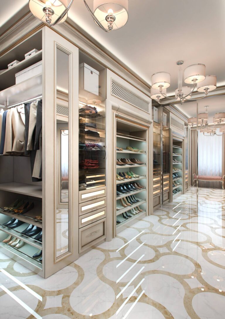 Фото интерьера просторной гардеробной