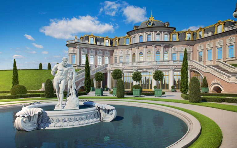 Оформление экстерьера дворца и внутреннего фасада