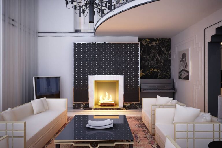 Дизайн гостиной с аккуратным пианино в углу