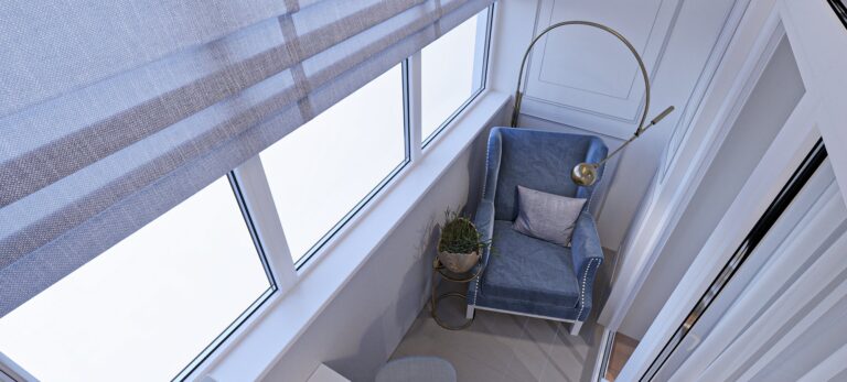 Интерьер лоджии в серых тонах