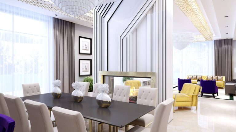 Эффект перспективы в оформлении стены в гостиной