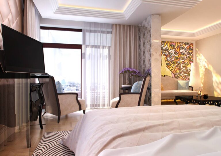 Просторная спальня – декорирование