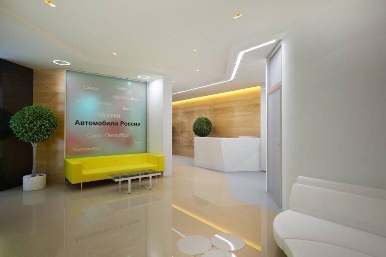 Интерьер офиса компании с просторным холом