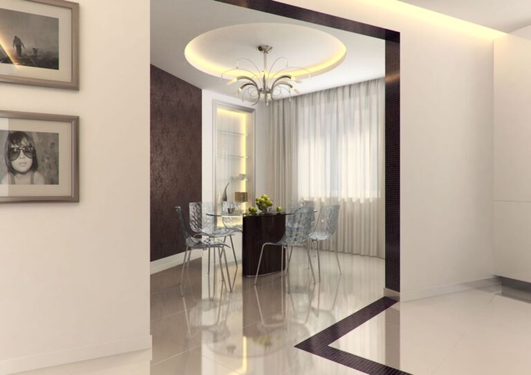 Мебель со стеклом в эксклюзивном интерьере молочной столовой