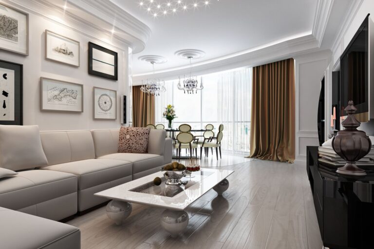 Декор из черно-белых фотографий в интерьере гостиной