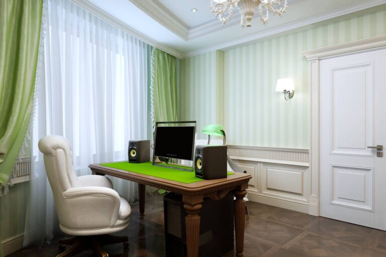Фото дизайна кабинета в зеленых тонах